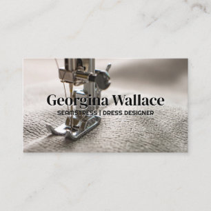 Modern Sewing Machine on Fabric Material Business Card
