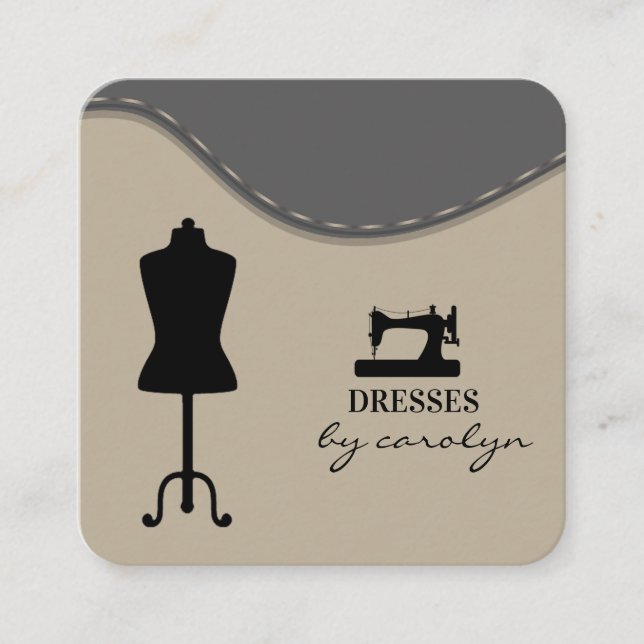 Modern Sewing Machine Seamstress or Tailor  Square Business Card (Front)