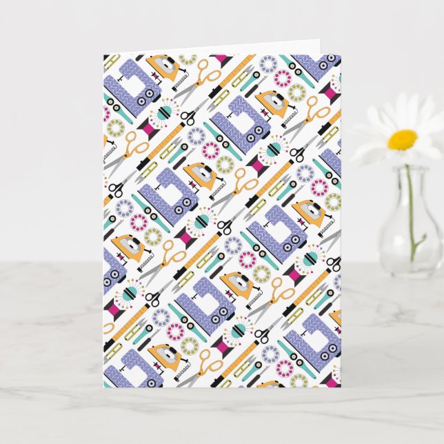 Modern Sewing Supplies and Tools Pattern Card (Small Plant)