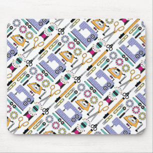 Modern Sewing Supplies and Tools Pattern Mouse Mat