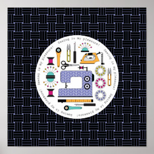 Modern Sewing Supplies and Tools Pattern Poster