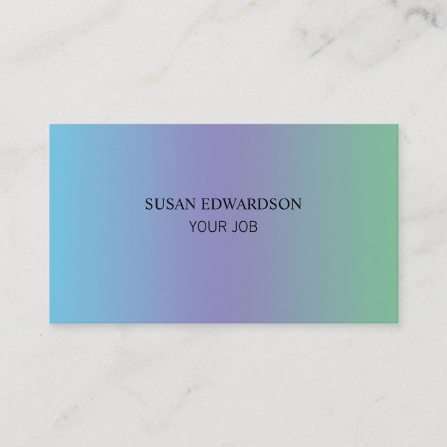 Modern shades of blue purple green gradient business card (Front)