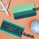 Modern Shades of Green and Teal Colour Block Luggage Tag<br><div class="desc">Travel in style with this modern colour block luggage tag in shades of green and teal. Personalise this tag with your information and for more options such as to change the font and it's size click the "Customise it" button. *Please note that the Zazzle Watermark that appears in the zoom...</div>