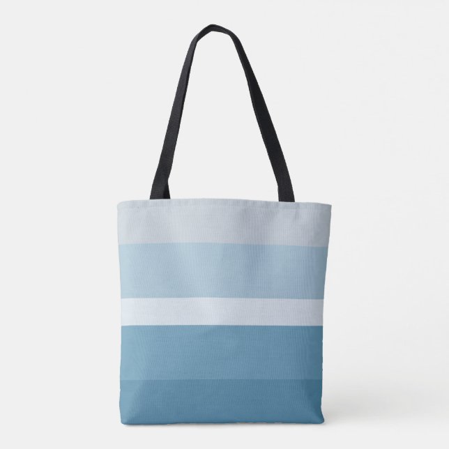 Modern shades of teal blue green colours stripes tote bag (Back)