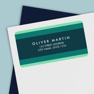 Modern Shades of Teal Green Colour Block Address Label