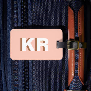 Modern Shadow Monogram Colour Block Brown Beige Luggage Tag