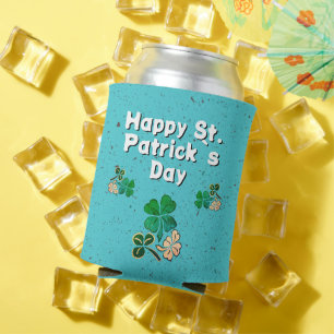 Modern Shamrock Clover Happy St. Patrick`s Day  Can Cooler