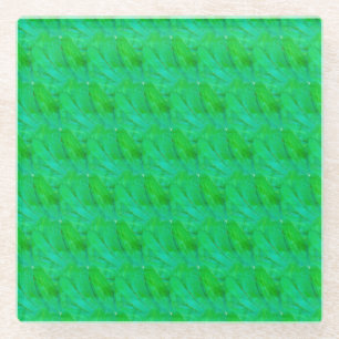 Modern Shamrock Green Abstract Botanical Pattern Glass Coaster