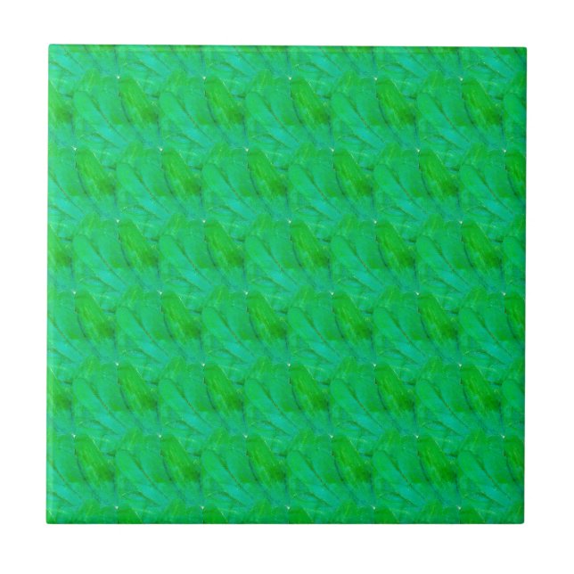 Modern Shamrock Green Abstract Botanical Pattern  Tile (Front)