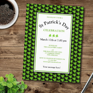 Modern Shamrock St Patrick's Day Party Invitation Postcard