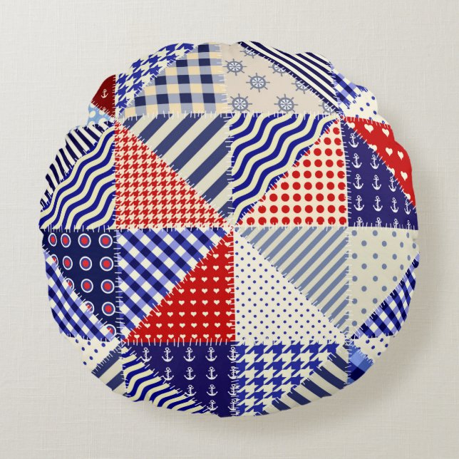 Modern shapes and geometric seamless pattern in sc round cushion (Front)