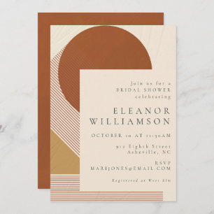 Modern Shapes and Lines Copper Gold Bridal Shower Invitation