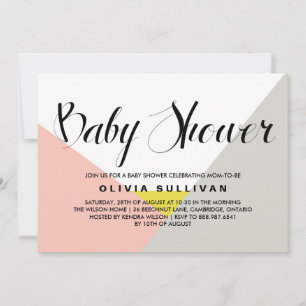 Modern Shapes Blush & Grey Baby Shower Invitation