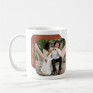 Modern Shapes Newlywed Two Photo Wedding Date Coffee Mug