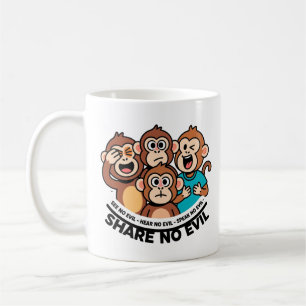 Modern Share No Evil Monkey Graphic Coffee Mug