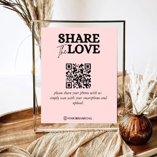 Modern Share The Love QR Code Blush Pink Poster