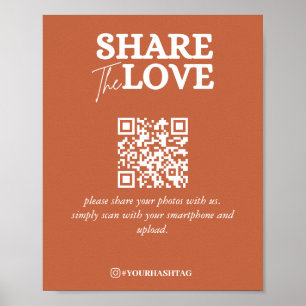 Modern Share The Love QR Code Terracotta Poster