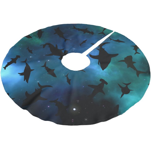 Modern Shark fish gradient colourful galaxy Space Brushed Polyester Tree Skirt (Angled)