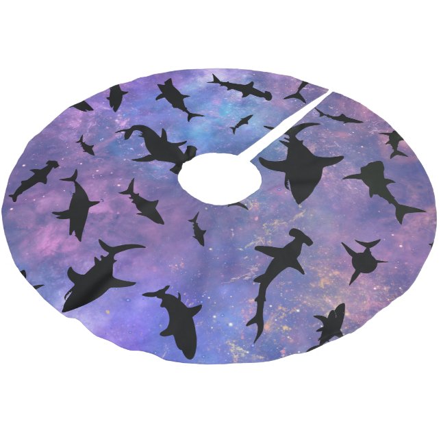 Modern Shark fish gradient colourful galaxy Space Brushed Polyester Tree Skirt (Angled)