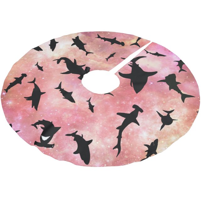 Modern Shark fish gradient colourful galaxy Space Brushed Polyester Tree Skirt (Angled)