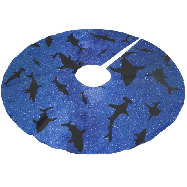 Modern Shark fish gradient colourful galaxy Space Brushed Polyester Tree Skirt (Angled)