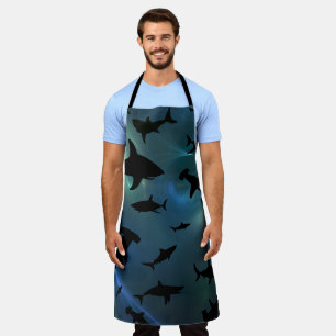 Modern shark fish jaws whale under the sea galaxy apron