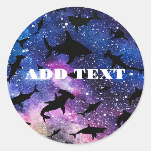 Modern shark fish jaws whale under the sea galaxy classic round sticker