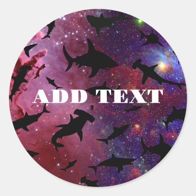 Modern shark fish jaws whale under the sea galaxy classic round sticker (Front)