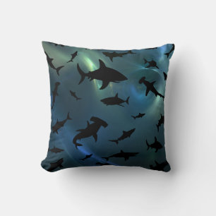 Modern shark fish jaws whale under the sea galaxy cushion