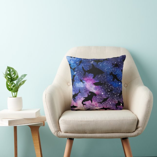 Modern shark fish jaws whale under the sea galaxy cushion (Chair)