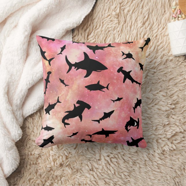 Modern shark fish jaws whale under the sea galaxy cushion (Blanket)