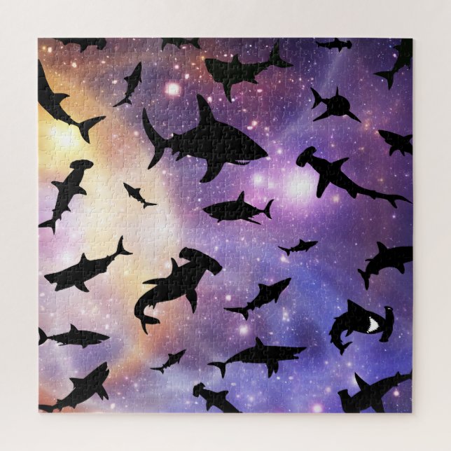 Modern shark fish jaws whale under the sea galaxy jigsaw puzzle (Vertical)