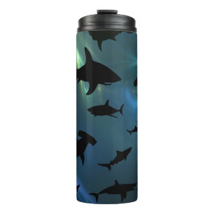 Modern shark fish jaws whale under the sea galaxy thermal tumbler