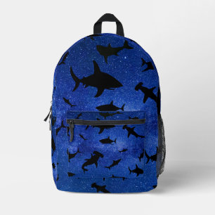 Modern shark gradient cosmos space galaxy boys printed backpack