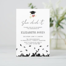 Modern She Did It Graduation Party Minimalist Gift