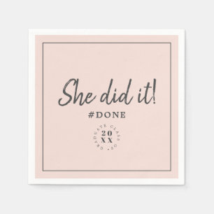 Modern She Did it! Hashtag Done Graduation Paper Napkin