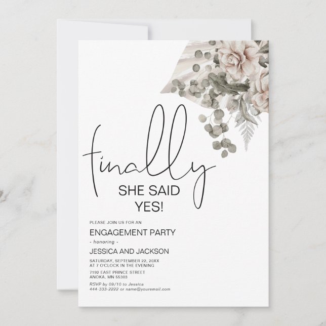 Modern She Finaally Said yes! Engagement party Announcement (Front)