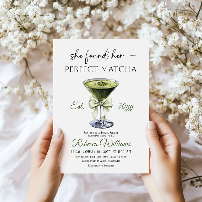 Modern She Found Her Perfect Matcha Bridal Shower Invitation (Creator Uploaded)