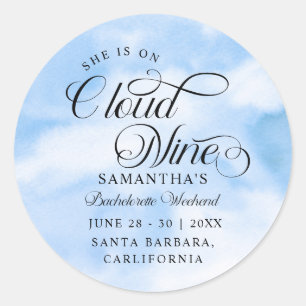Modern She Is On Cloud 9 Bachelorette Weekend Classic Round Sticker