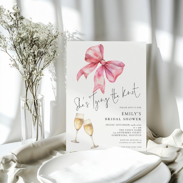 Modern She is Tying The Knot Bridal Shower Invitation (Creator Uploaded)