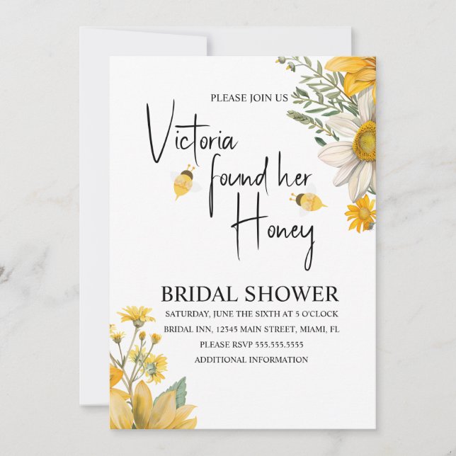 Modern She’s Found Her Honey Bee Bridal Shower Invitation (Front)