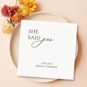 Modern "She Said Yes" Napkins for Bridal Shower