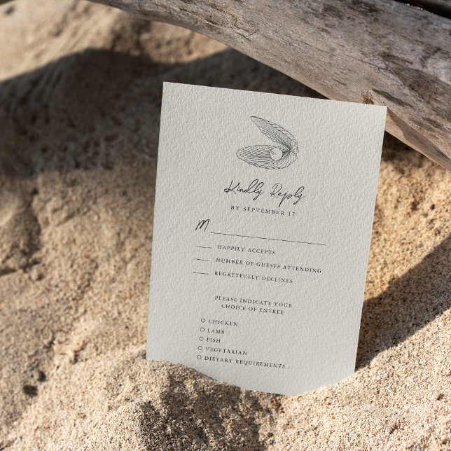Modern Shell Beach Ocean Destination Wedding RSVP Card (Creator Uploaded)