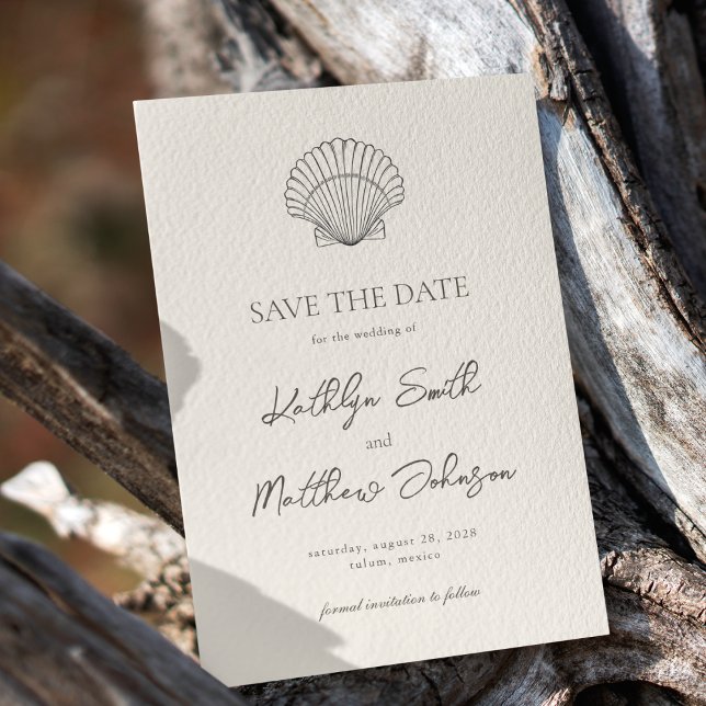 Modern Shell Beach Ocean Destination Wedding Save The Date (Creator Uploaded)