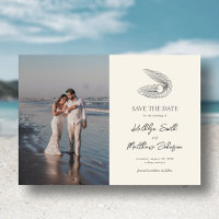 Modern Shell Beach Ocean Wedding Save The Date