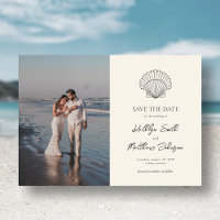 Modern Shell Beach Ocean Wedding Save The Date