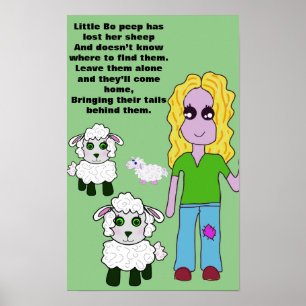 modern shepherdess Little bo-peep nursery rhyme Poster
