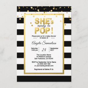 Modern She's Ready to POP Gold Unisex Baby Shower Invitation