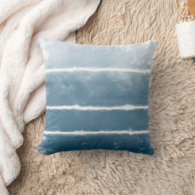 Modern Shibori Ombre Retro Tie Dye Hippie Indigo   Cushion (Blanket)
