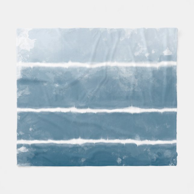 Modern Shibori Ombre Retro Tie Dye Hippie Indigo   Fleece Blanket (Front (Horizontal))